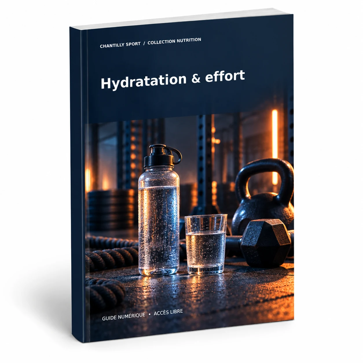 Maquette en volume de l’e-book Hydratation à l'entraînement et pour Hyrox